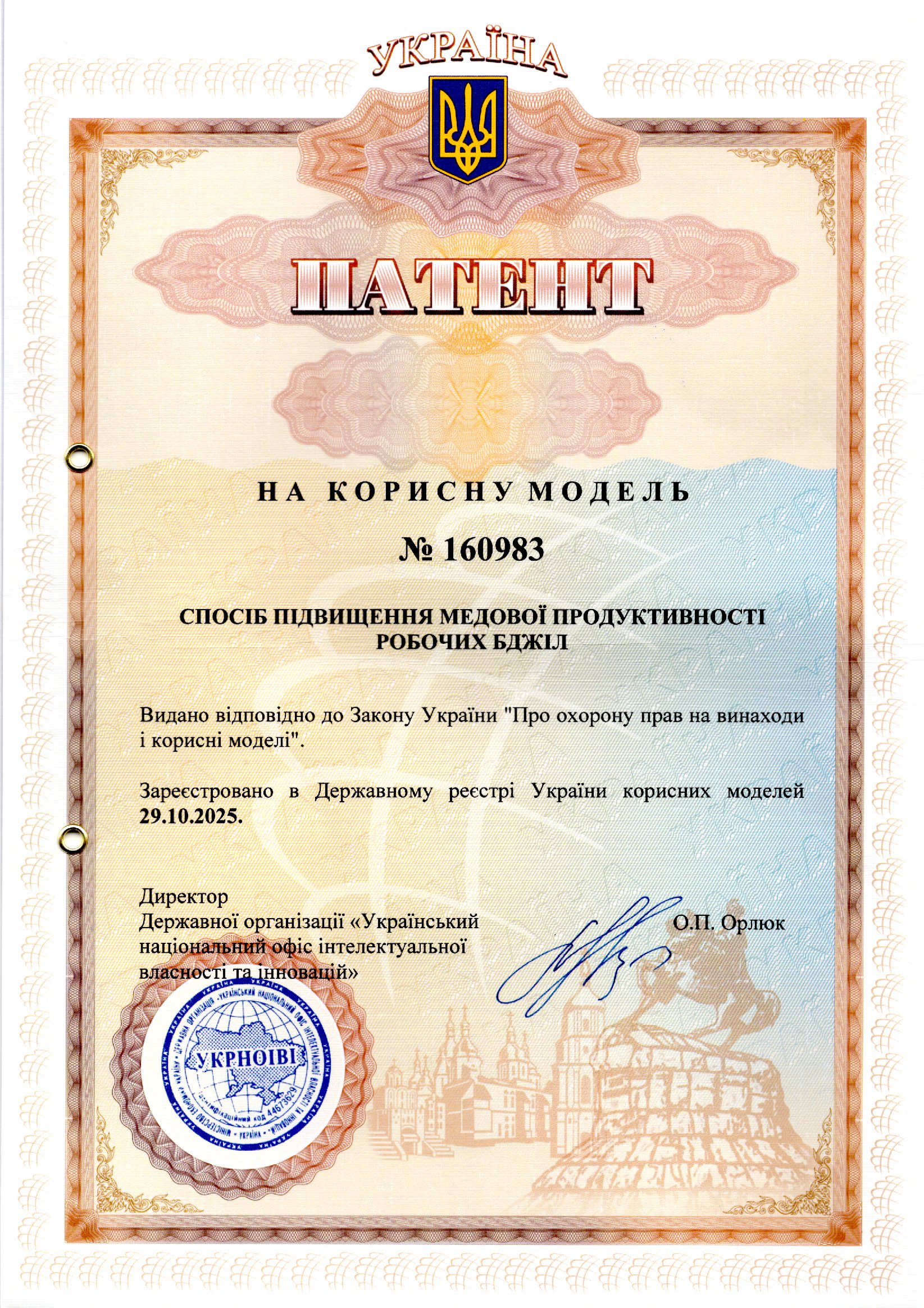 	СПОСІБ ПІДВИЩЕННЯ МЕДОВОЇ ПРОДУКТИВНОСТІ  РОБОЧИХ БДЖІЛ